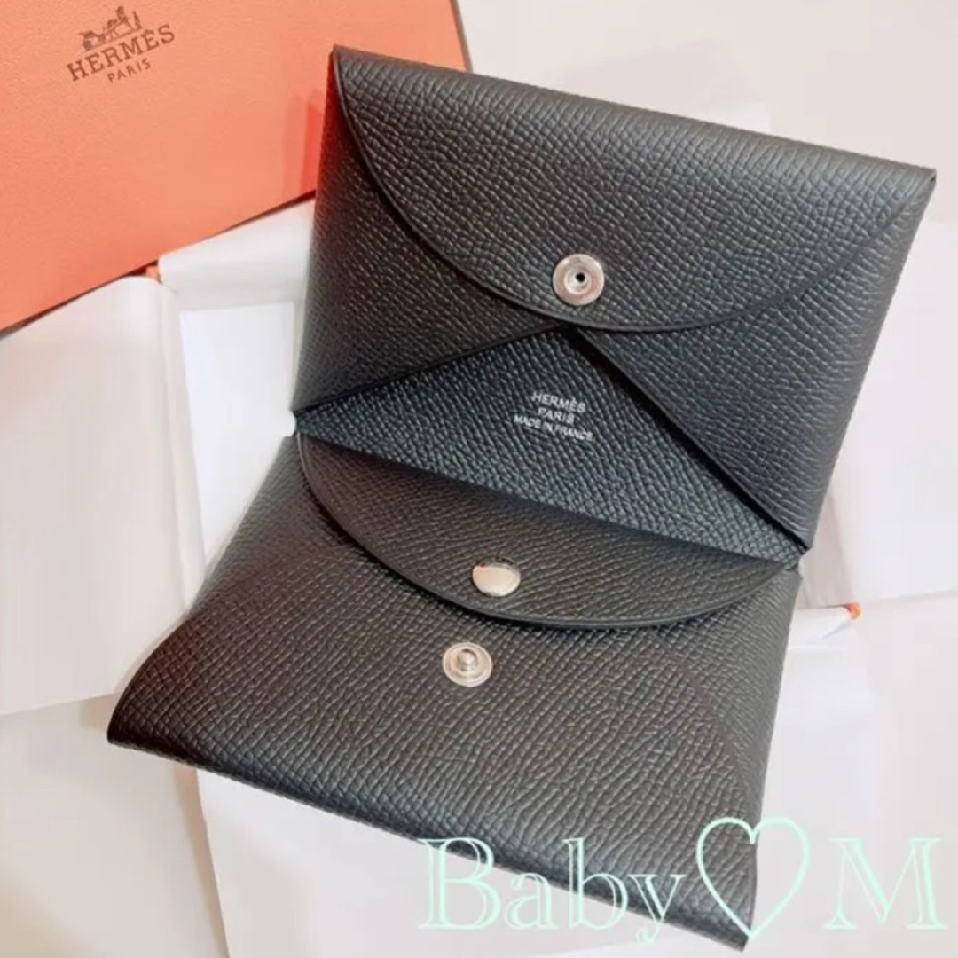 Hermes(エルメス)の【新品未使用】HERMES超レア♡カルヴィデュオ ブラック×シルバー金具 B刻印 レディースのファッション小物(財布)の商品写真