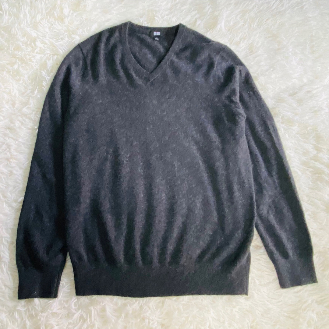 ユニクロ メンズ カシミヤ セーター ダークグレー Lサイズ