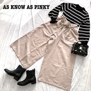 アズノゥアズピンキー(AS KNOW AS PINKY)のused★AS KNOW AS PINKYアズノゥアズ　ハイウエストワイドパンツ(カジュアルパンツ)