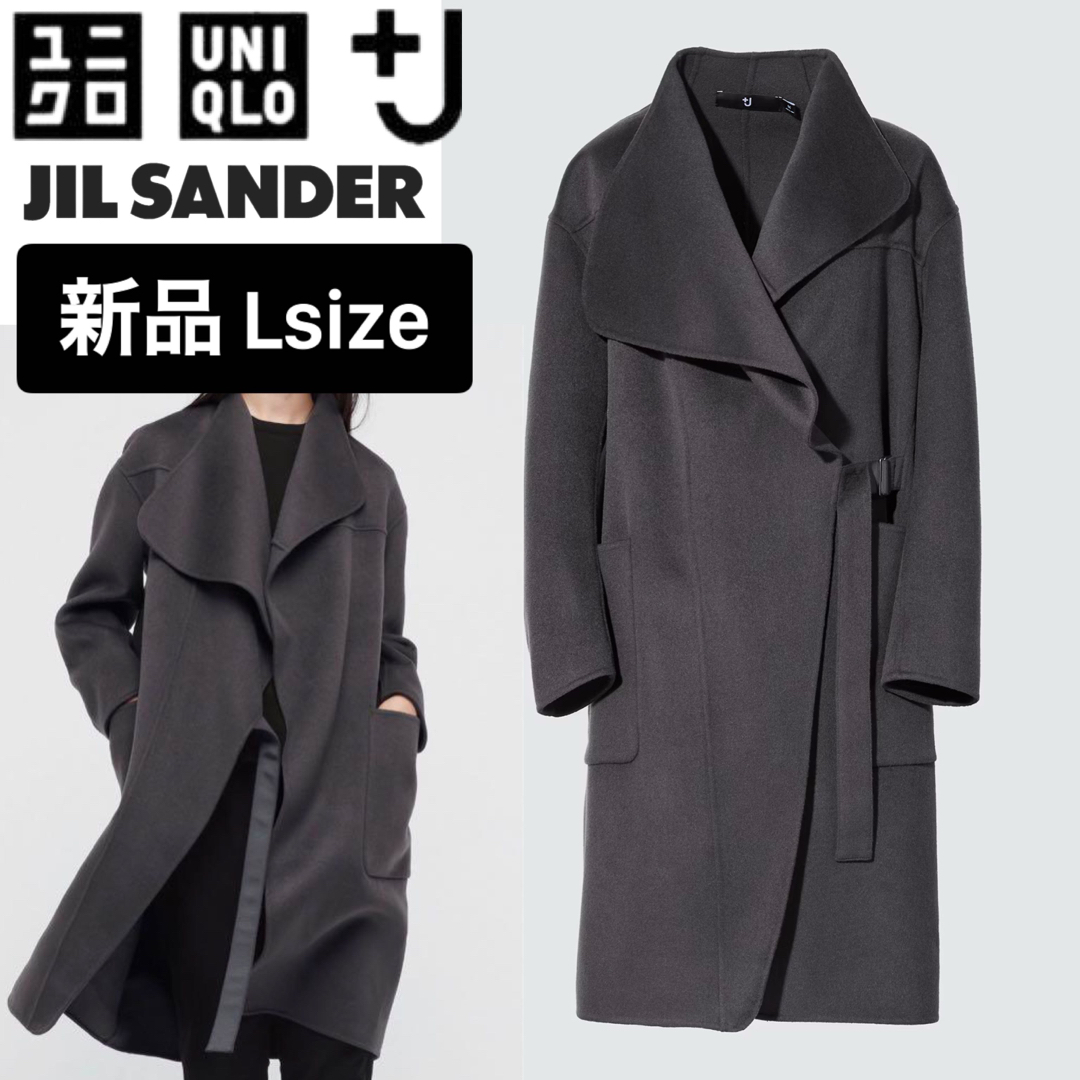 UNIQLO +J 21AW完売カシミヤブレンドノーカラーコート ロングラップL-
