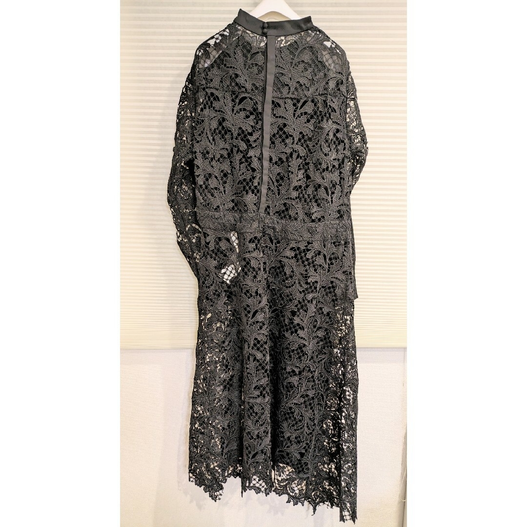 sacai Embroidery Lace Wool Knit Dress