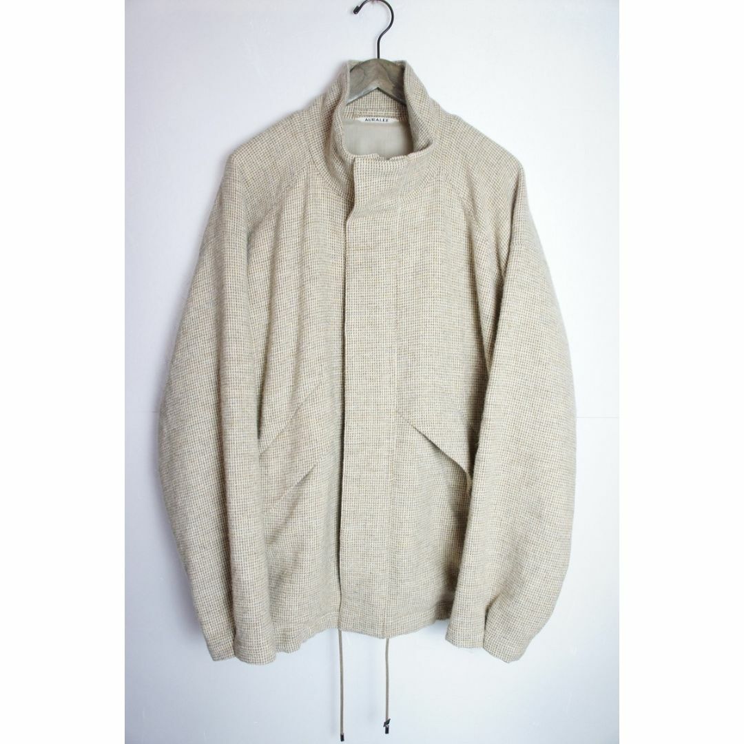 WOOL100%裏地美品22AW AURALEE ツイード ジップ ブルゾン ジャケット1012Ｎ▲