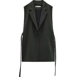 ZARA スリット入りベスト ジレ S カーキ