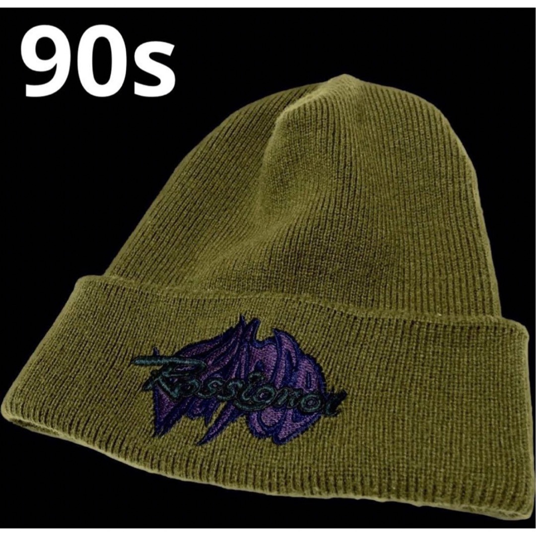 STUSSY(ステューシー)の90s VINTAGE ビーニー　ニット帽　刺繍ロゴ　wu-tang skate メンズの帽子(ニット帽/ビーニー)の商品写真