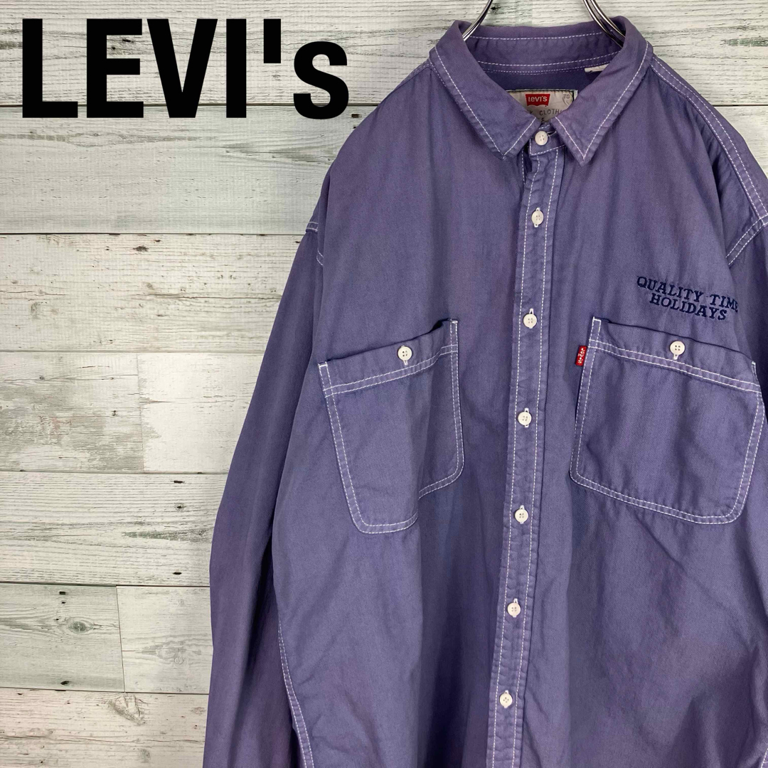 LEVI's リーバイス 90s 企業ロゴ 刺繍 ダブルポケット ワークシャツ