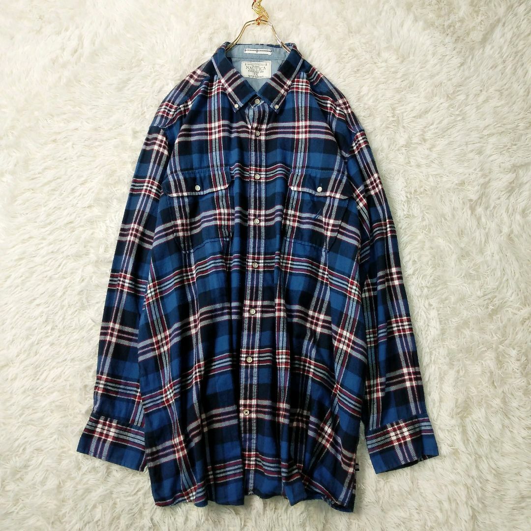 NAUTICA - US輸入 NAUTICA 長袖BDシャツ ネルシャツ チェック 4XL ... NAUTICA ノーティカ ネルシャツ メンズ ビックシルエット 刺繍ロゴ5XL