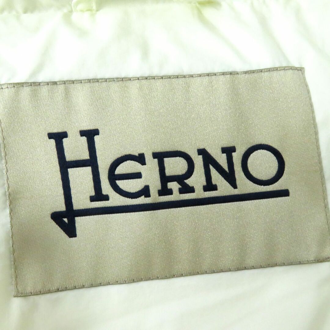 極美品◎正規品 21年 HERNO ヘルノ PI0506D ロゴプレート付き 八分袖 ハイネック ショート丈 ダウンジャケット レディース ホワイト 白 42 7