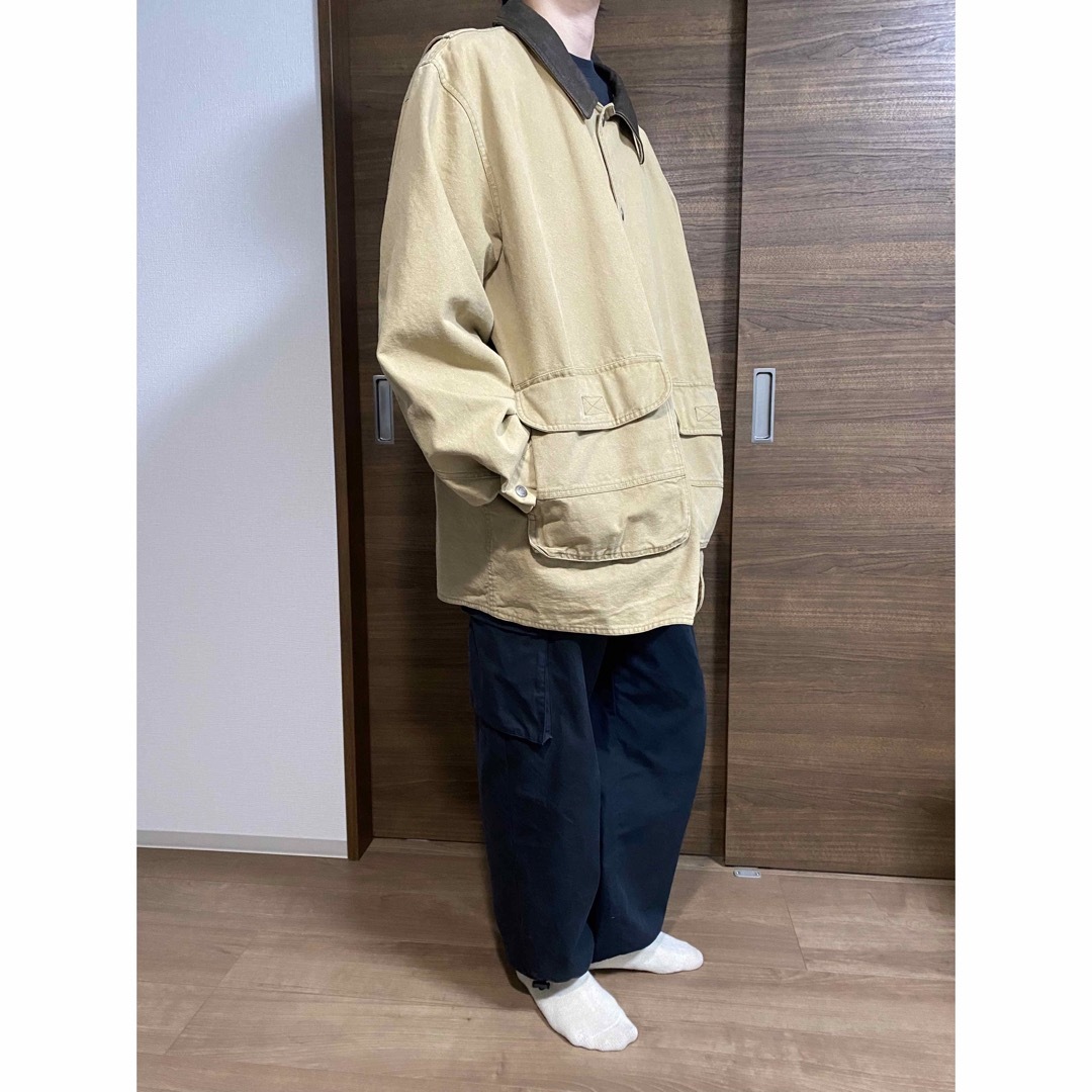 WOOLRICH - WOOLRICH カバーオール ダックジャケット 襟レザーの WOOLRICH - WOOLRICH カバーオール ダックジャケット 襟レザーの