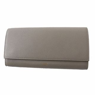 セリーヌ(celine)の極美品◎イタリア製 CELINE セリーヌ 10B563BEL ラージフラップウォレット／長財布 カーフスキン グレージュ系 レディース 箱・保管袋付き(財布)