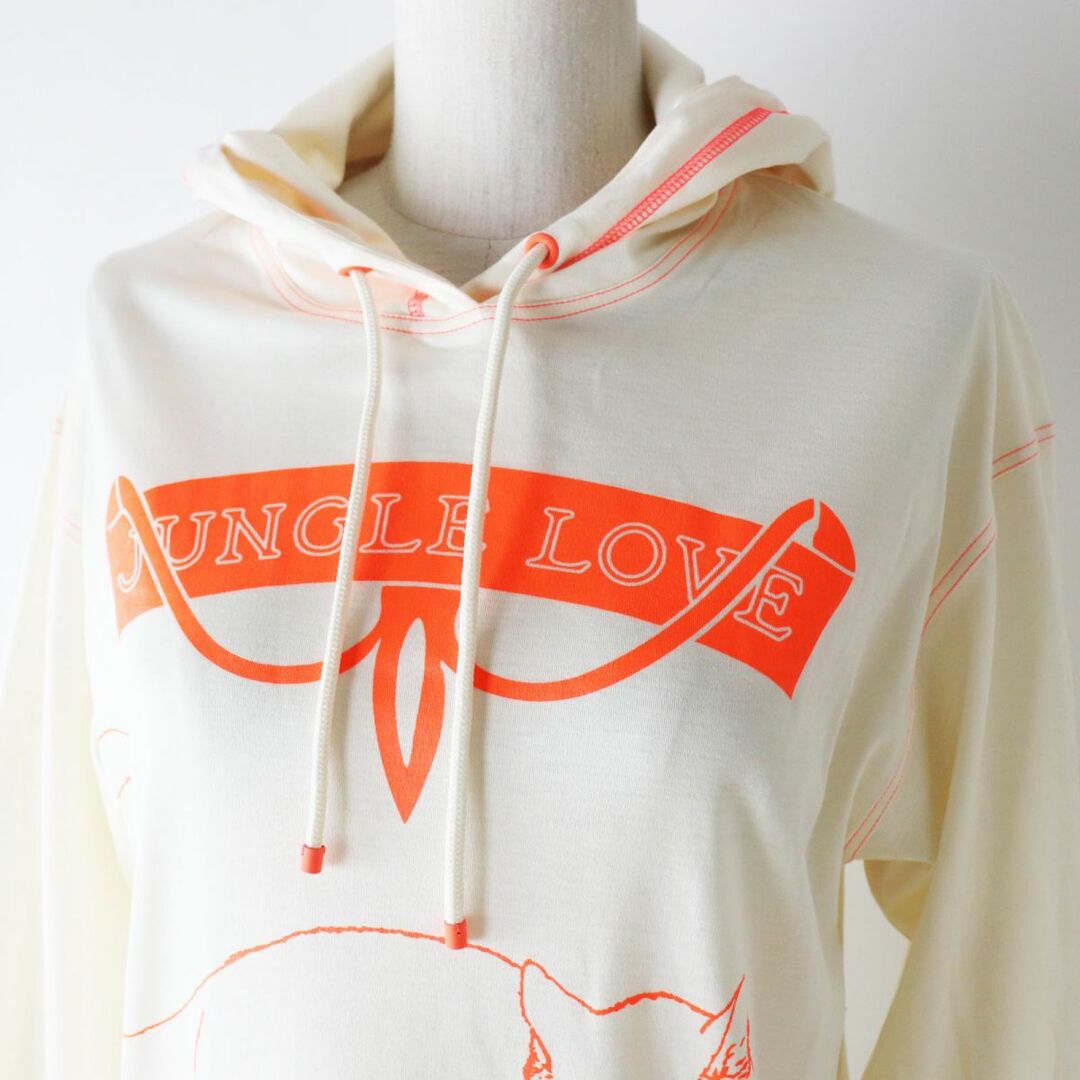 極美品◎正規品 仏製 HERMES エルメス 22AW レディース JUNGLE LOVE ジャングルラブ パーカー/チュニック アイボリー×ネオンオレンジ 34 エルメス チュニック ジャングルラブ チュニック