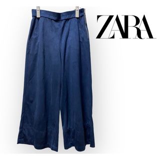 ザラ(ZARA)のZARA クロップドワイドパンツ スエード調起毛素材 サイズ感M(クロップドパンツ)