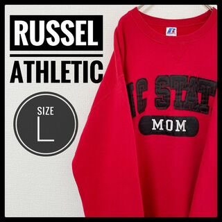ラッセルアスレティック(Russell Athletic)の90s 古着 RUSSSEL ATHLETIC 長袖スウェット 縫い付け 刺繍(スウェット)