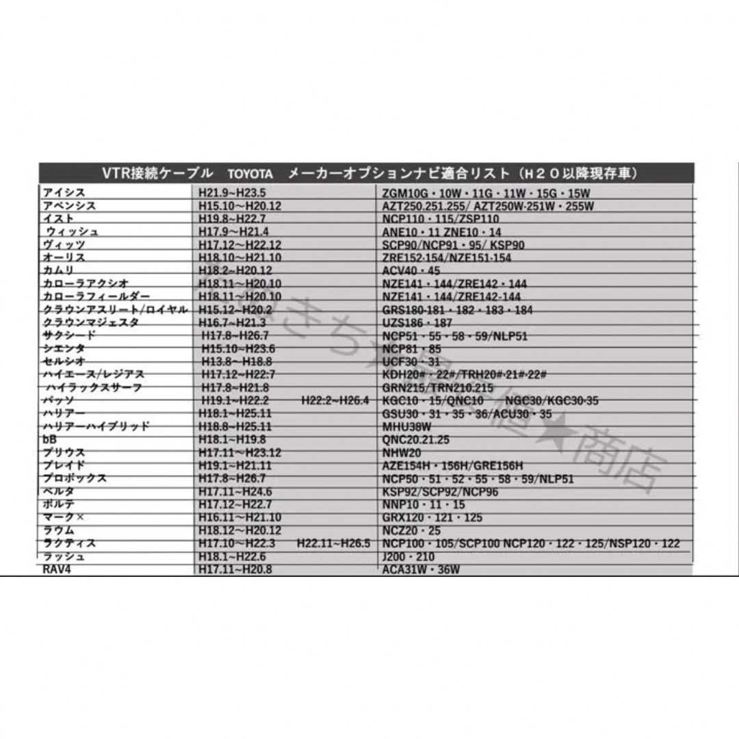 2 トヨタ ダイハツ イクリプス レクサス 外部入力 VTR 接続アダプター