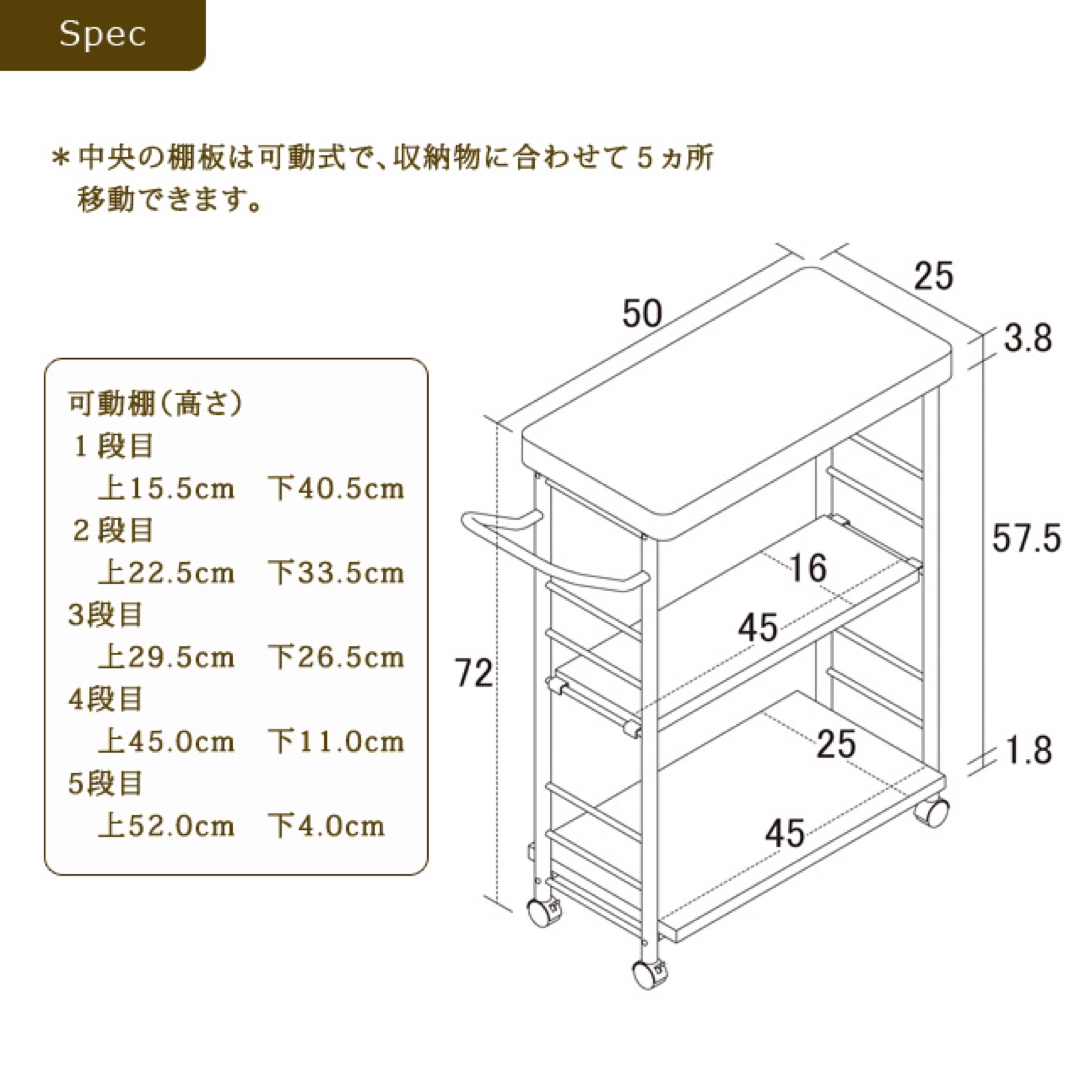 【送料無料】幅62cm アート3段ワゴン