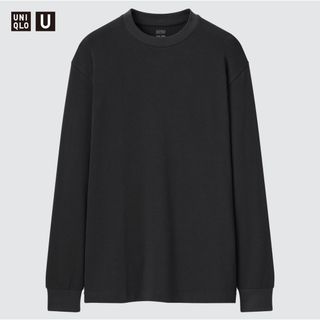 ユニクロ(UNIQLO)の【新品・未使用】ユニクロU ヒートテックコットンクルーネックT ブラック M(Tシャツ/カットソー(七分/長袖))