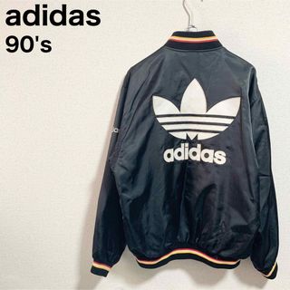 アディダス(adidas)の★レア★90s adidas スタジャン メンズL 黒 デサント ビッグロゴ(ブルゾン)