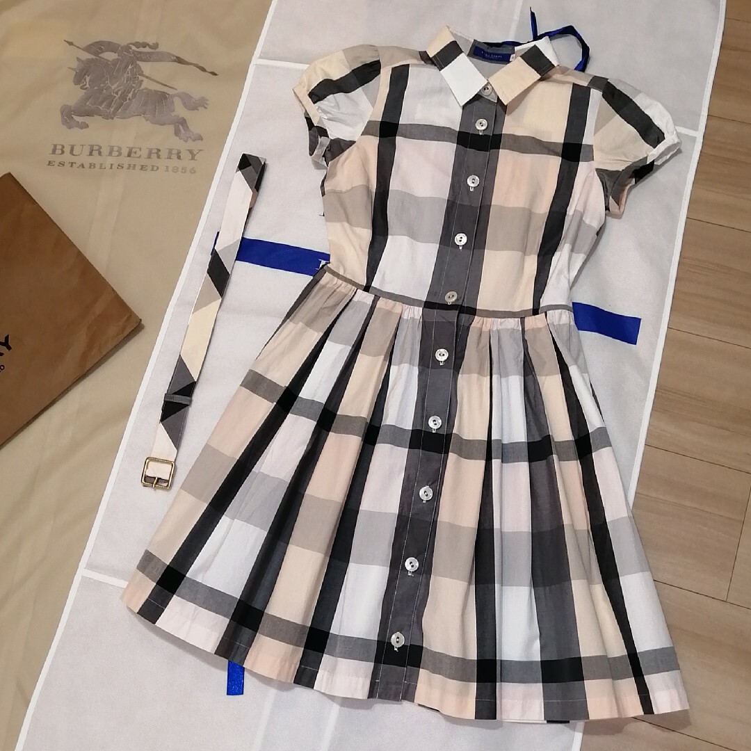 BLUE LABEL CRESTBRIDGE - 本物上質○ シャツワンピース ブルー