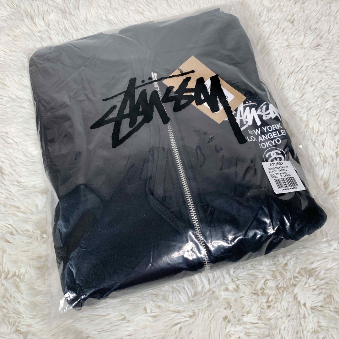 【新品】STUSSY ステューシー WORLD TOUR ジップ パーカー 黒