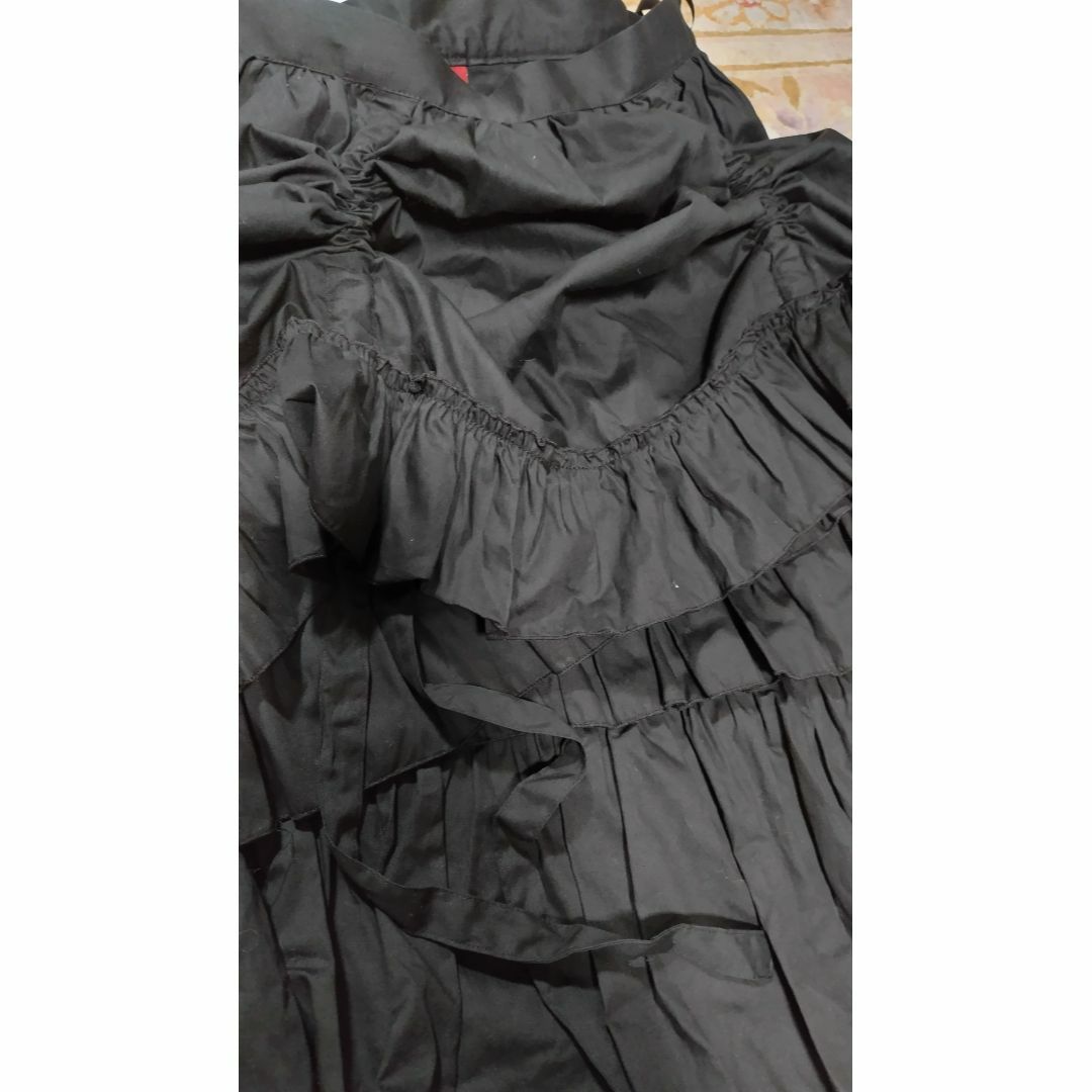 BODYLINE(ボディライン)のBODYLINE黒ティアードロングスカート　#112 レディースのスカート(ロングスカート)の商品写真