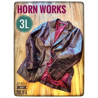 554 HORN WORKS レザージャケット 本革 バッファロー ブラウン M