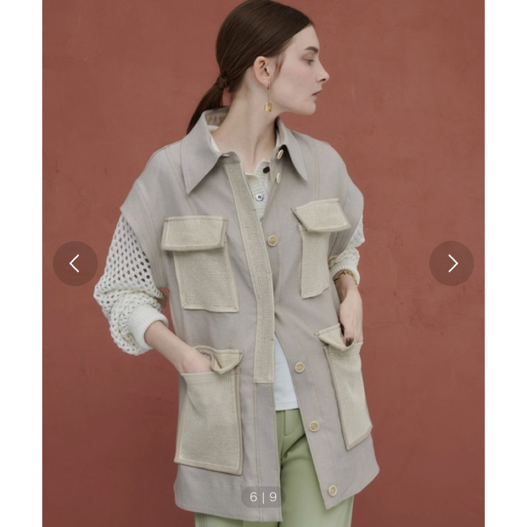 【超美品】【セットアップ対応】リネンワークジレベスト