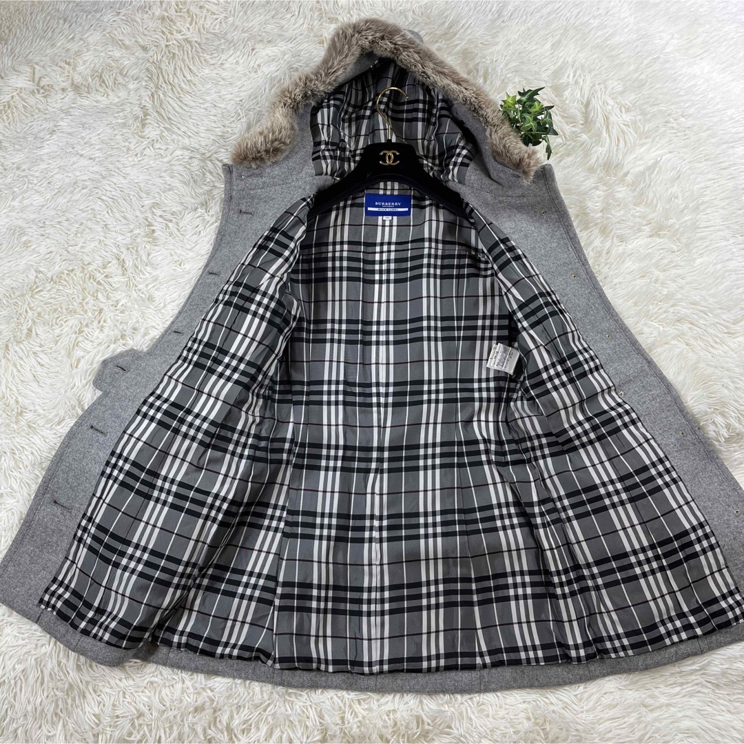 BURBERRY BLUE LABEL(バーバリーブルーレーベル)の【Burberry London】（38）コート　アンゴラ　カシミヤ　ラビット レディースのジャケット/アウター(ロングコート)の商品写真