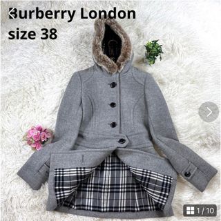 バーバリーブルーレーベル(BURBERRY BLUE LABEL)の【Burberry London】（38）コート　アンゴラ　カシミヤ　ラビット(ロングコート)