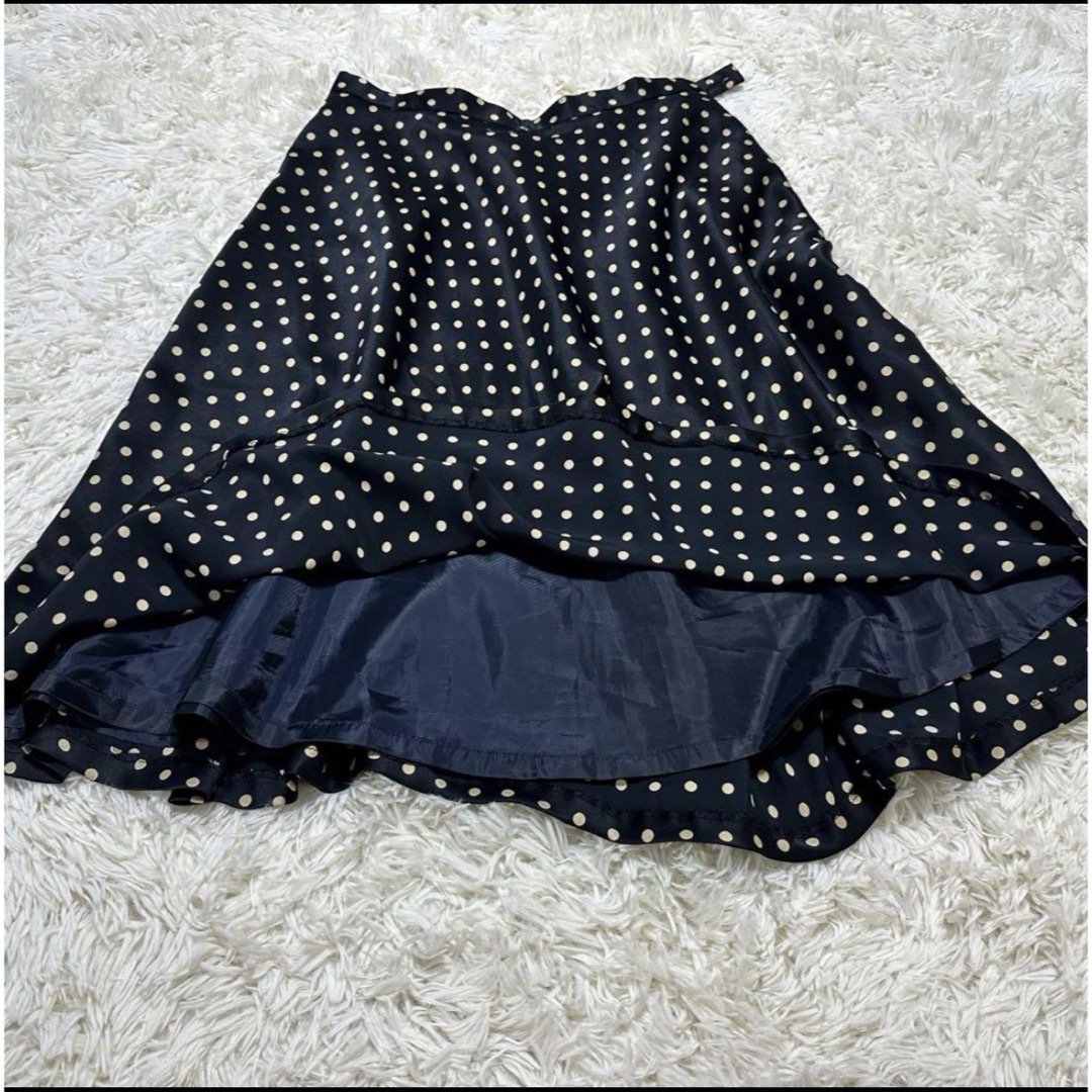 TALBOTS(タルボット)の美品　TALBOTS 水玉スカート　フリル　Mサイズ レディースのスカート(ひざ丈スカート)の商品写真