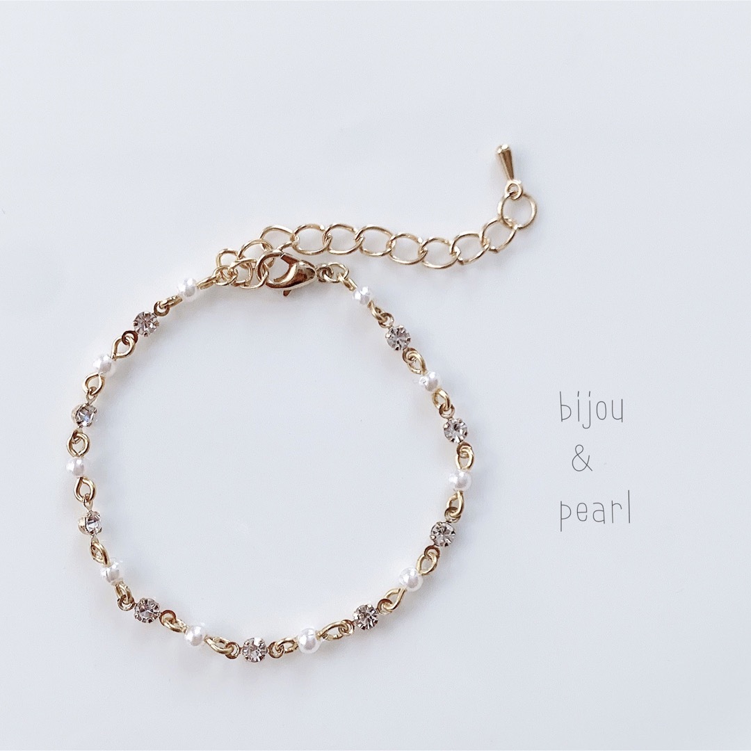 韓国ビーズ♡ブレスレット＼bijou×Pearl／ ハンドメイドのアクセサリー(ブレスレット/バングル)の商品写真