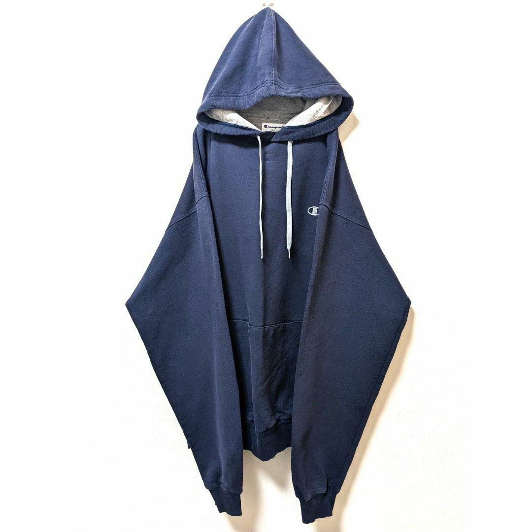 Champion - チャンピオン ロゴ刺繍 スウェットパーカー ネイビー 紺色 ...