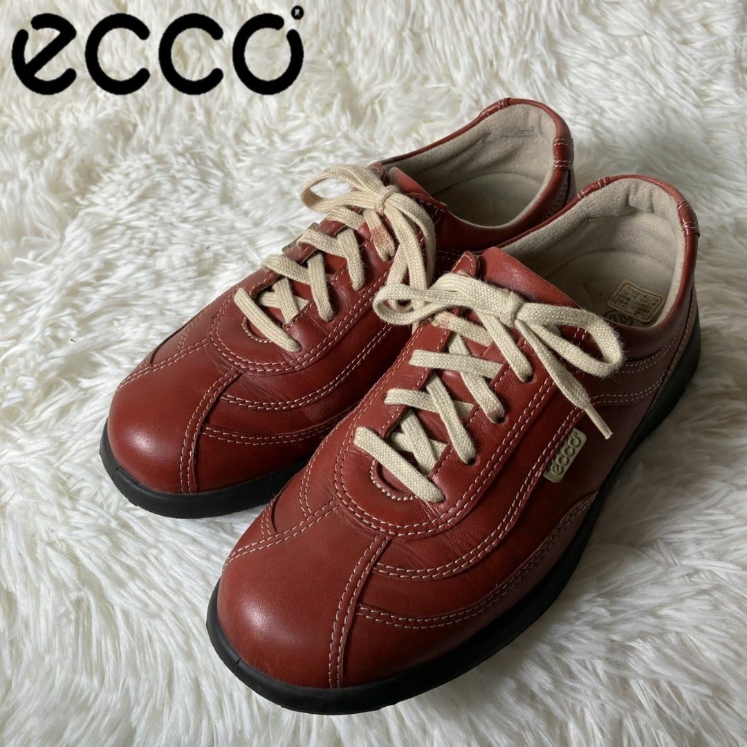 ECCO(エコー)の美品 ecco エコー レザースニーカー 赤 レッド 35 約22.5㎝ レディースの靴/シューズ(スニーカー)の商品写真