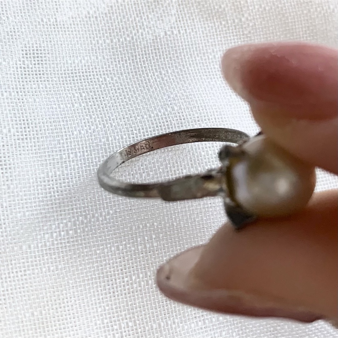 ヴィンテージリング 指輪 パール 本真珠 宝石 シルバー 12号 昭和レトロ レディースのアクセサリー(リング(指輪))の商品写真