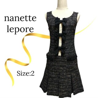 Nanette Lepore - ★美品★nanette lepore ナネットレポー　ツイードワンピース　リボン