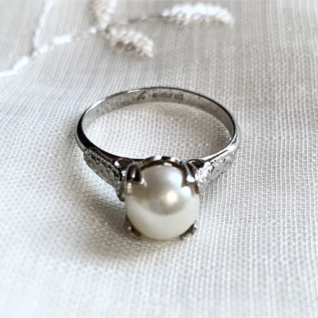 ◆ヴィンテージリング 指輪 パール 本真珠 宝石 シルバー 11号 昭和レトロ