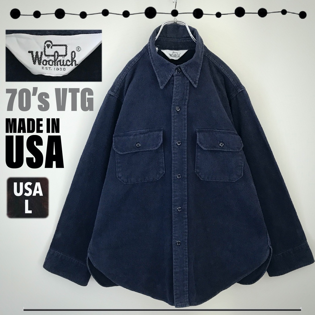 70sビンテージ★WOOLRICH★白三角タグ★シャモアクロスシャツ★USA L