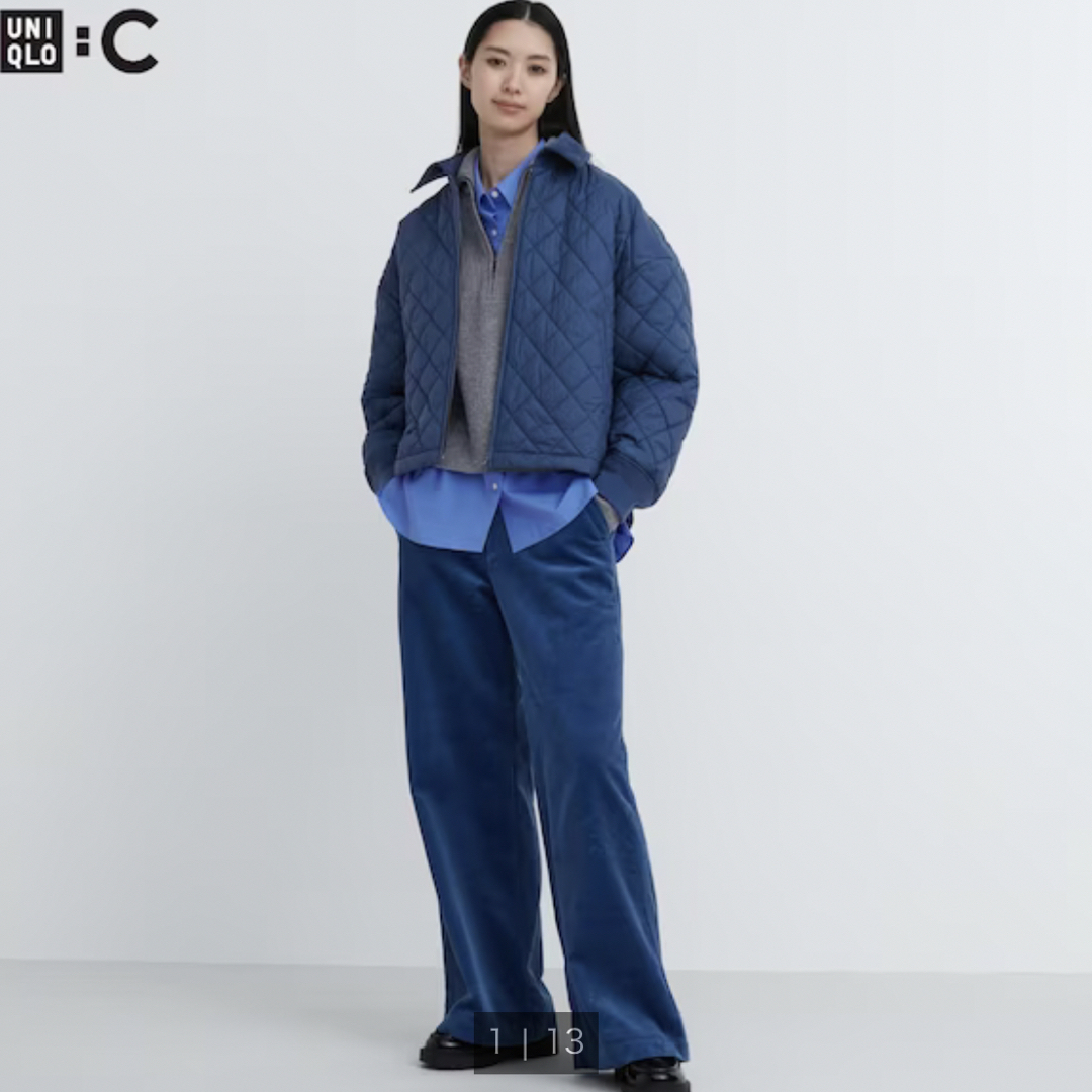 UNIQLO ユニクロC  コーデュロイワイドパンツ　ブルー　61cm