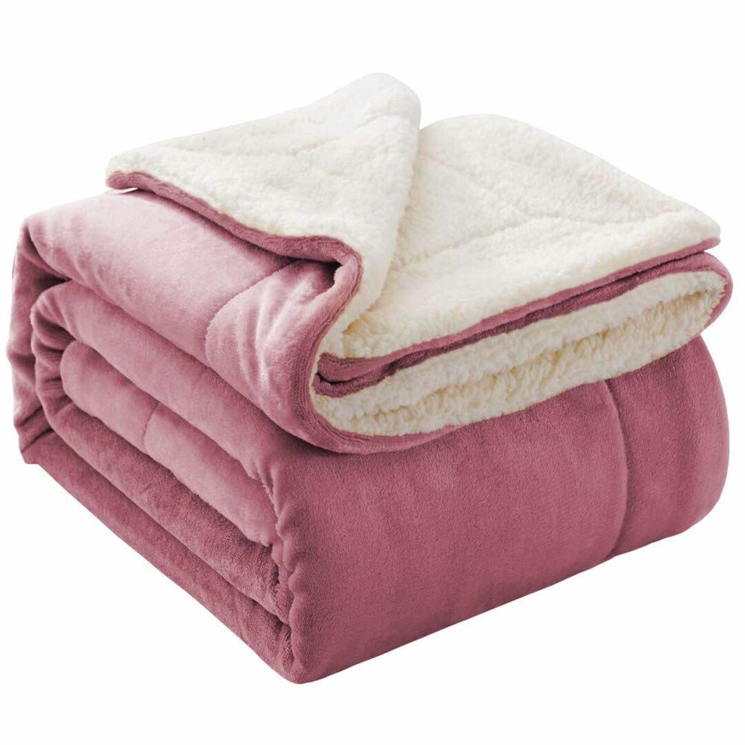 【色: ピンク】毛布 シングル 二枚合わせ フランネル マイクロファイバー あっ