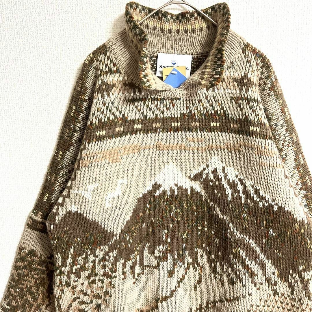 【新品未使用】【希少】SNOWY PEAK デザインニット 刺繍 NZ製