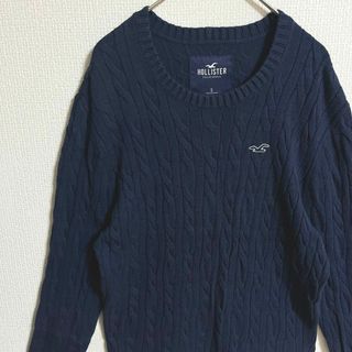 ホリスター(Hollister)のHOLLISTER ホリスター コットンニット ケーブル編み ネイビー(ニット/セーター)