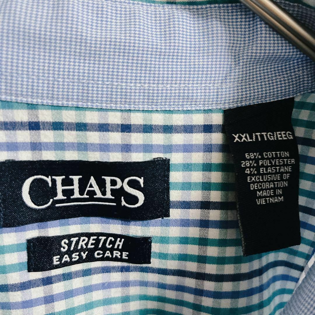 【美品】CHAPS チャップス ギンガムチェック マルチカラー ロゴ刺繍 XXL メンズのトップス(シャツ)の商品写真