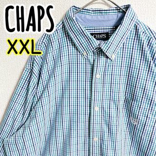 【美品】CHAPS チャップス ギンガムチェック マルチカラー ロゴ刺繍 XXL(シャツ)