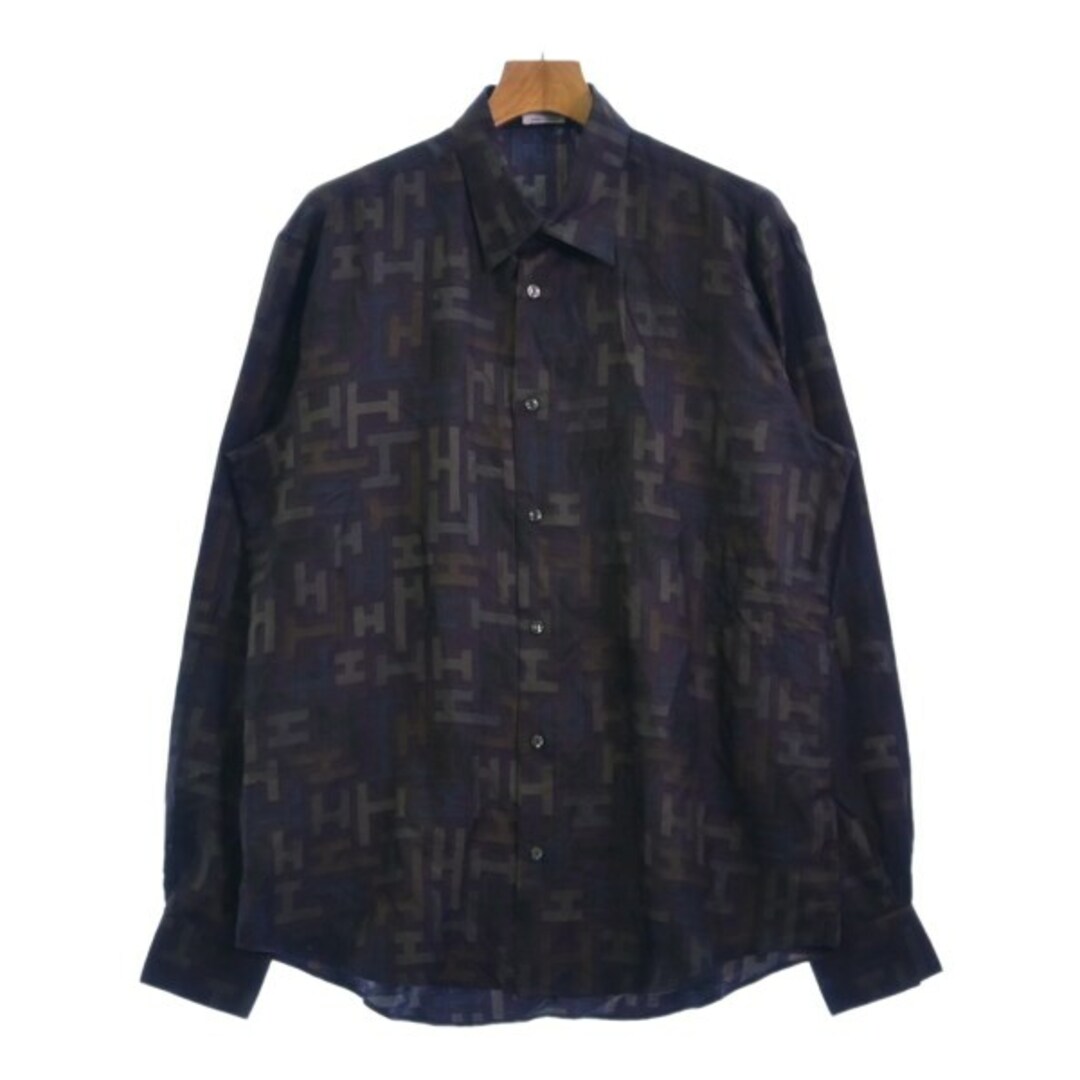 HERMES カジュアルシャツ 42(XXL位) 紫xグレーx紺等(総柄) 【古着】のサムネイル