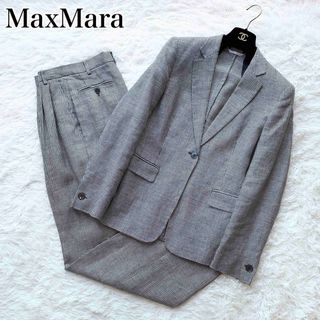 マックスマーラ(Max Mara)のMaxMara パンツスーツ フォーマルスーツ リネン 白タグ グレー M L(スーツ)