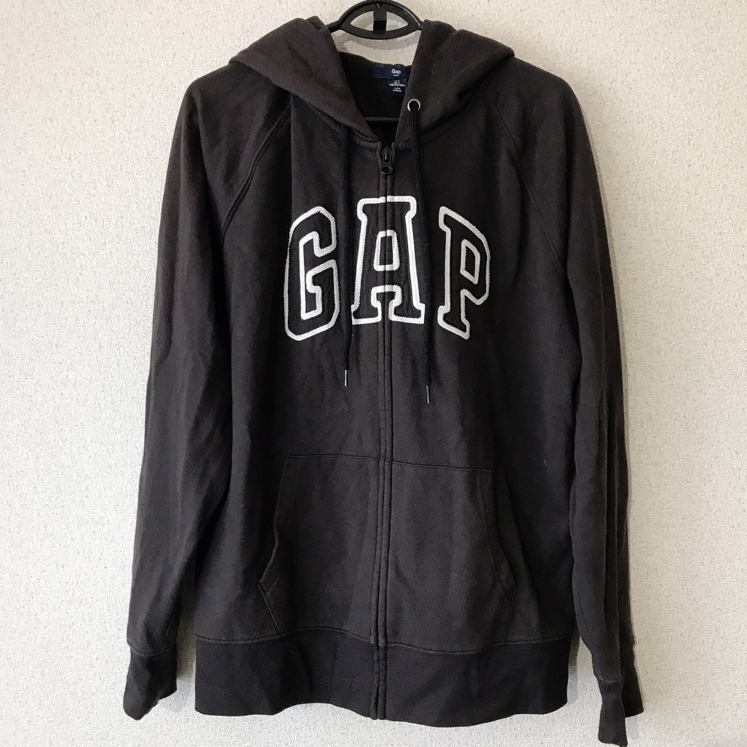 gap ギャップ　ロゴ　パーカー　黒　裏起毛　L | フリマアプリ ラクマ