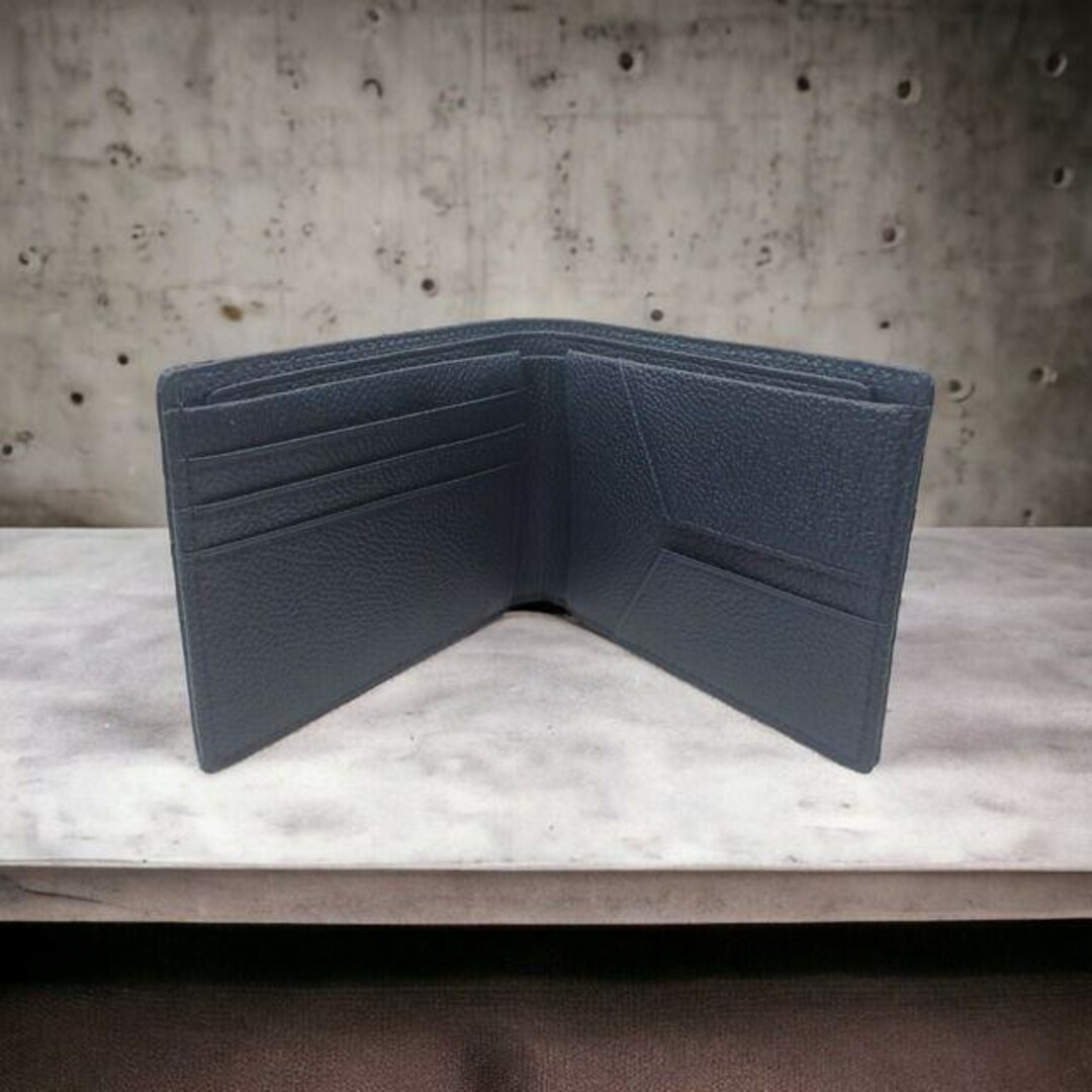 AT13 本革 クロコダイル ウォレット 二つ折り財布 背ネイビーb28 メンズのファッション小物(折り財布)の商品写真