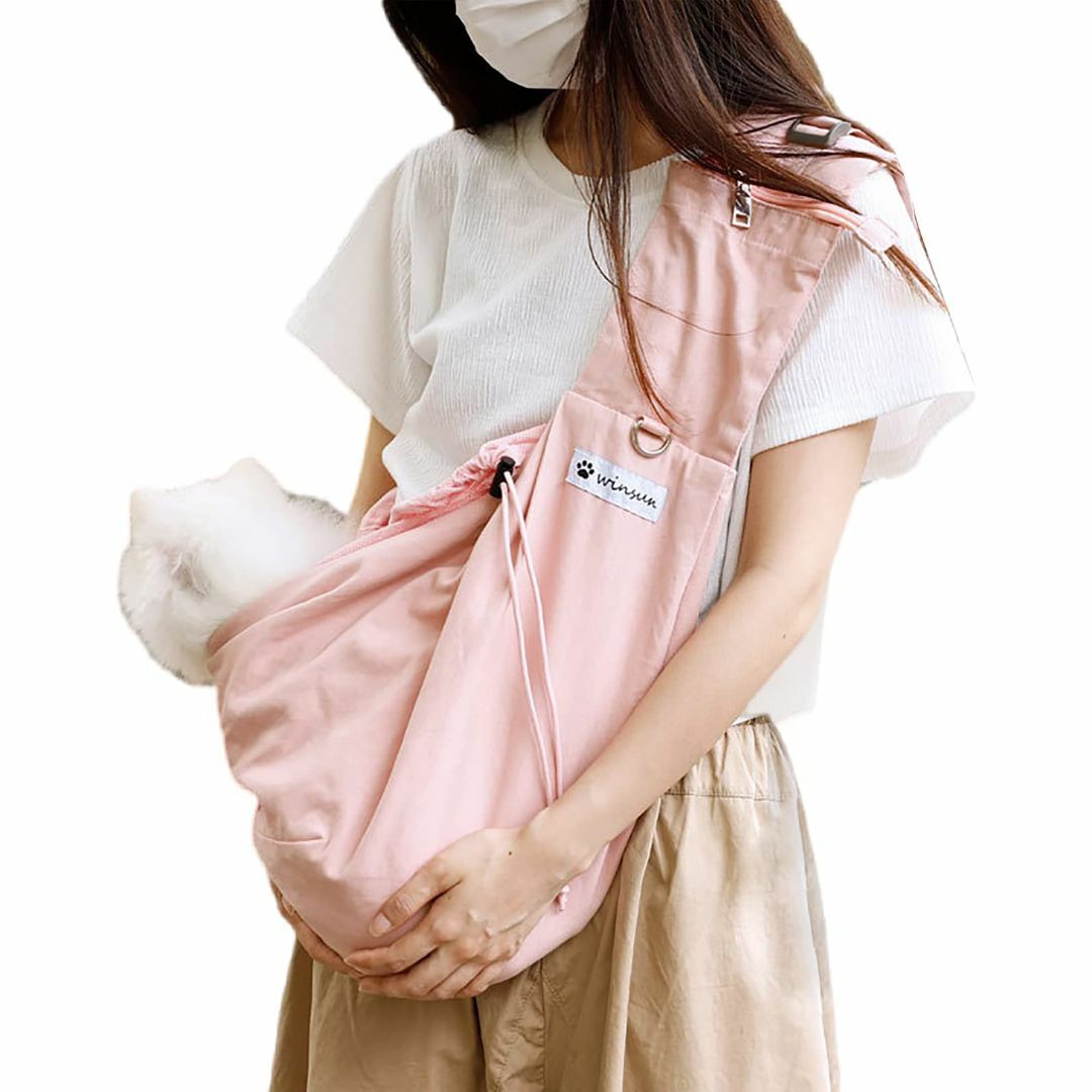 【色: ピンク】WinSun ペット スリング 犬 猫 バッグ 犬 抱っこ紐 猫