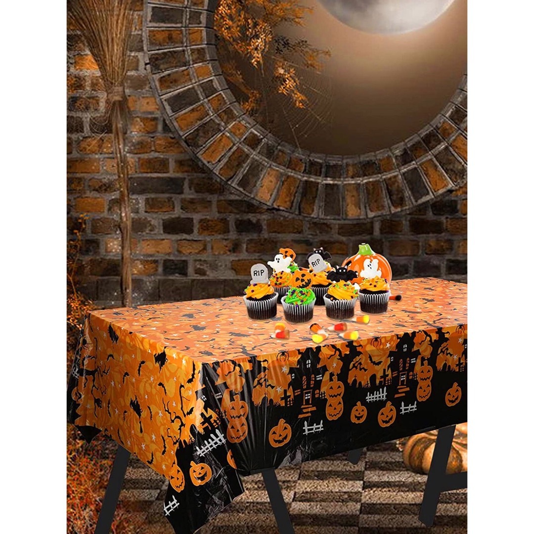 ハロウィン テーブルクロス かぼちゃ ハロウィン飾り テーブル装飾 オレンジ インテリア/住まい/日用品のキッチン/食器(テーブル用品)の商品写真
