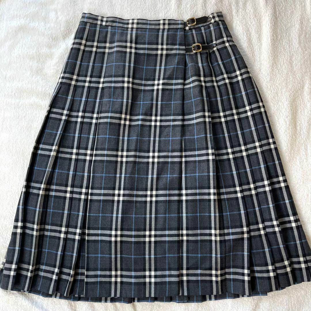 BURBERRY - バーバリーズ チェック ロングプリーツスカート グレー