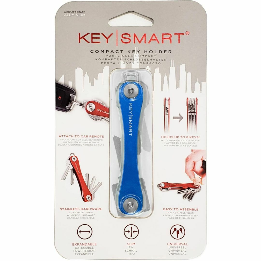 【色: ブルー】KeySmart キースマート コンパクト キー オーガナイザー 6