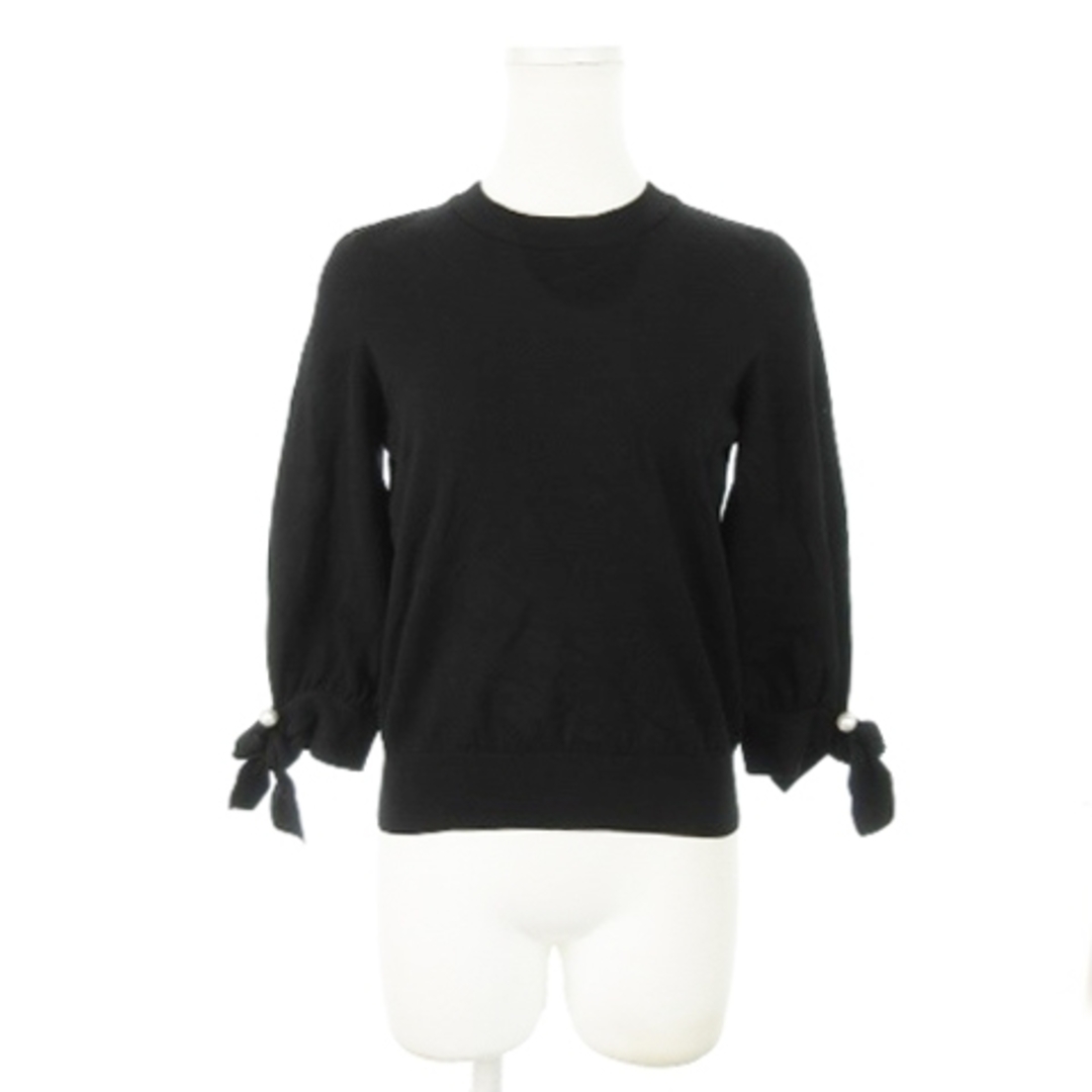 Rirandture(リランドチュール)のリランドチュール ニット セーター クルーネック 七分袖 リボン パール 2 黒 レディースのトップス(ニット/セーター)の商品写真